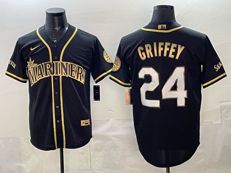 Men 2026 Nike Seattle Mariners #24 Griffey black gold Game MLB Jersey 01->seattle mariners->MLB Jersey